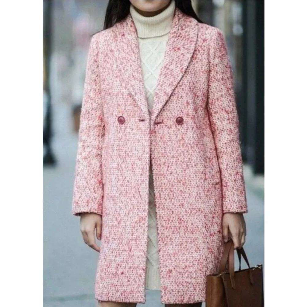 J. Crew Nalya Italian Tweed Button Front‎ Lady Coat Daphne peach size 6 - Picture 11 of 11